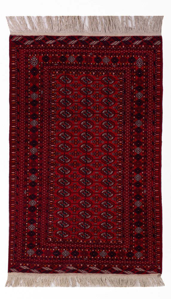 Alfombra afgana - Bukhara - 209 x 132 cm - rojo oscuro