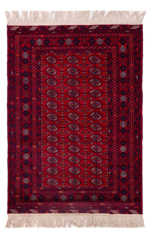 Alfombra afgana - Bukhara - 189 x 133 cm - rojo oscuro