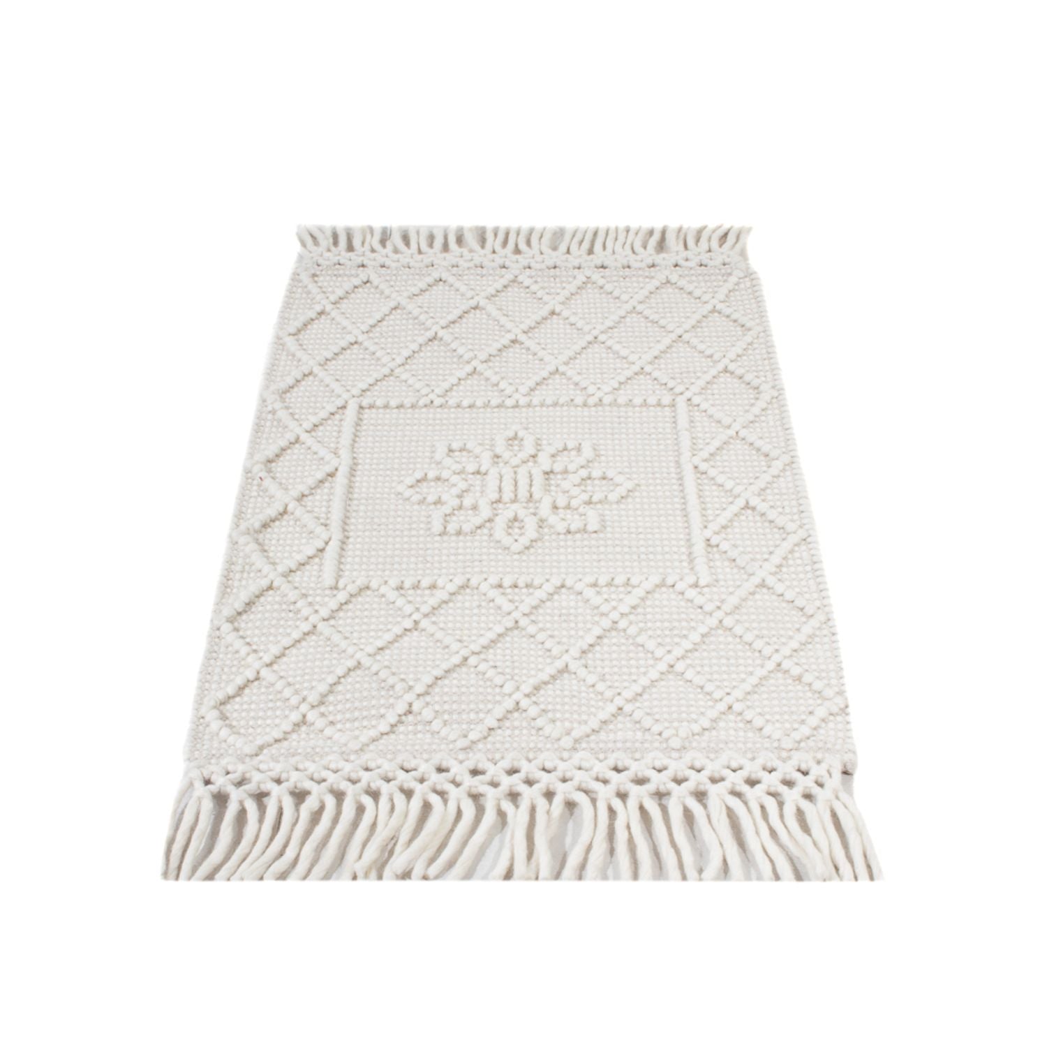Alfombra de lana - 93 x 60 cm - gris claro