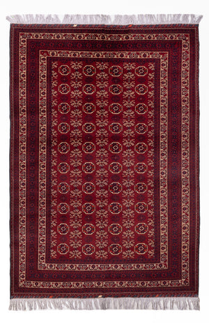 Alfombra afgana - Bukhara - 280 x 188 cm - rojo oscuro
