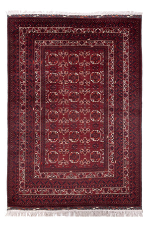 Alfombra afgana - Bukhara - 290 x 201 cm - rojo oscuro