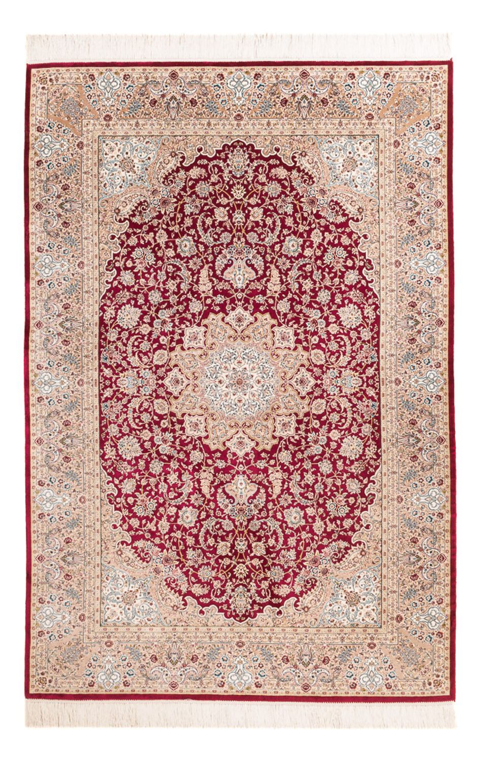 Alfombra de seda - Ghom Seda - Prima - 227 x 145 cm - rojo