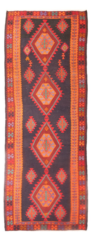 Alfombra de pasillo Alfombra Kelim - Antigua - 385 x 145 cm - multicolor