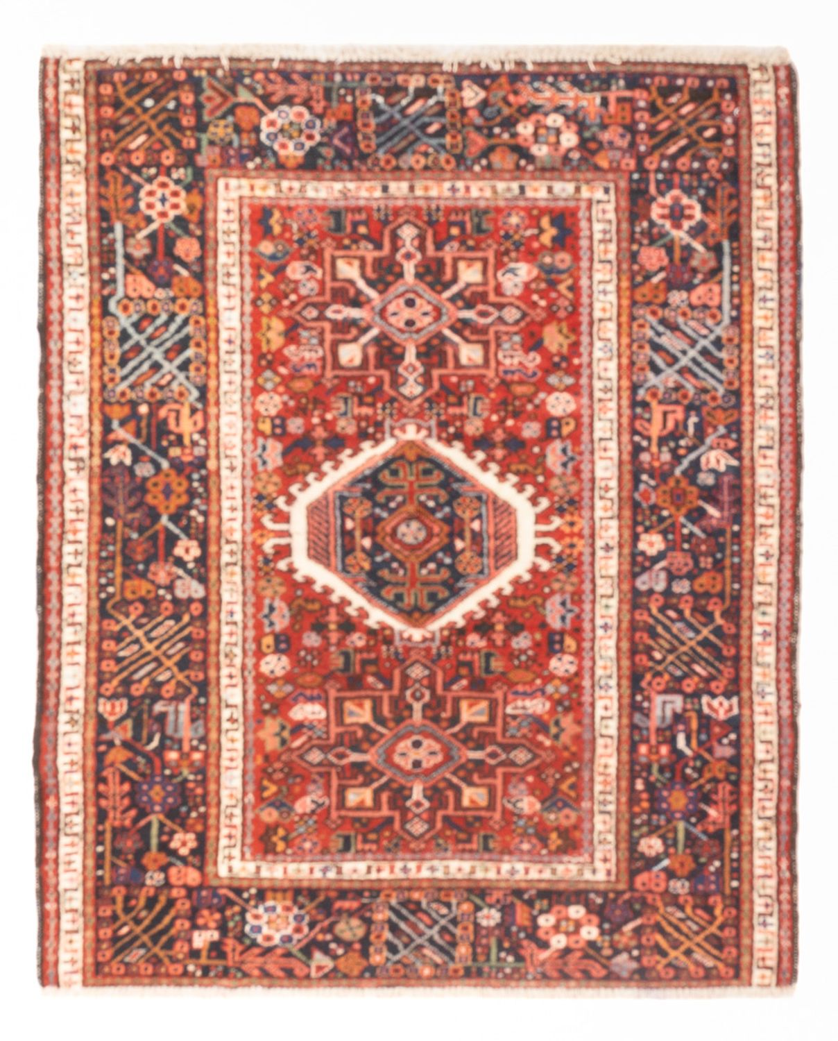 Alfombra persa - Nómada - 130 x 108 cm - rojo claro