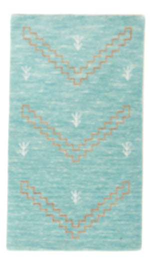 Alfombra Gabbeh - Loribaft Softy - 102 x 62 cm - azul claro