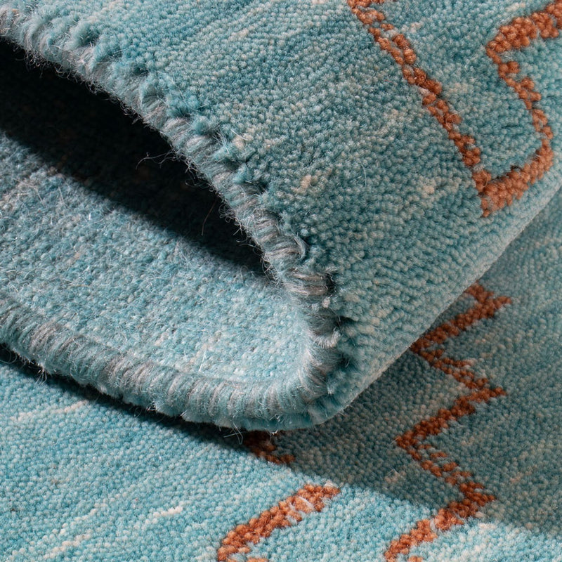 Alfombra Gabbeh - Loribaft Softy - 102 x 62 cm - azul claro