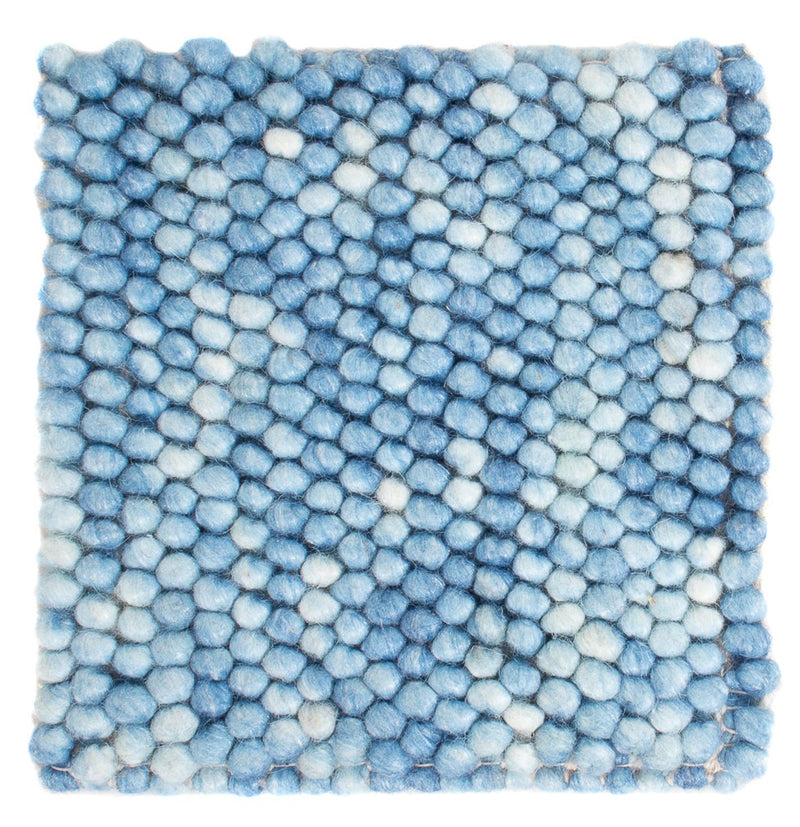 Alfombra de lana cuadrado  - 25 x 25 cm - azul claro