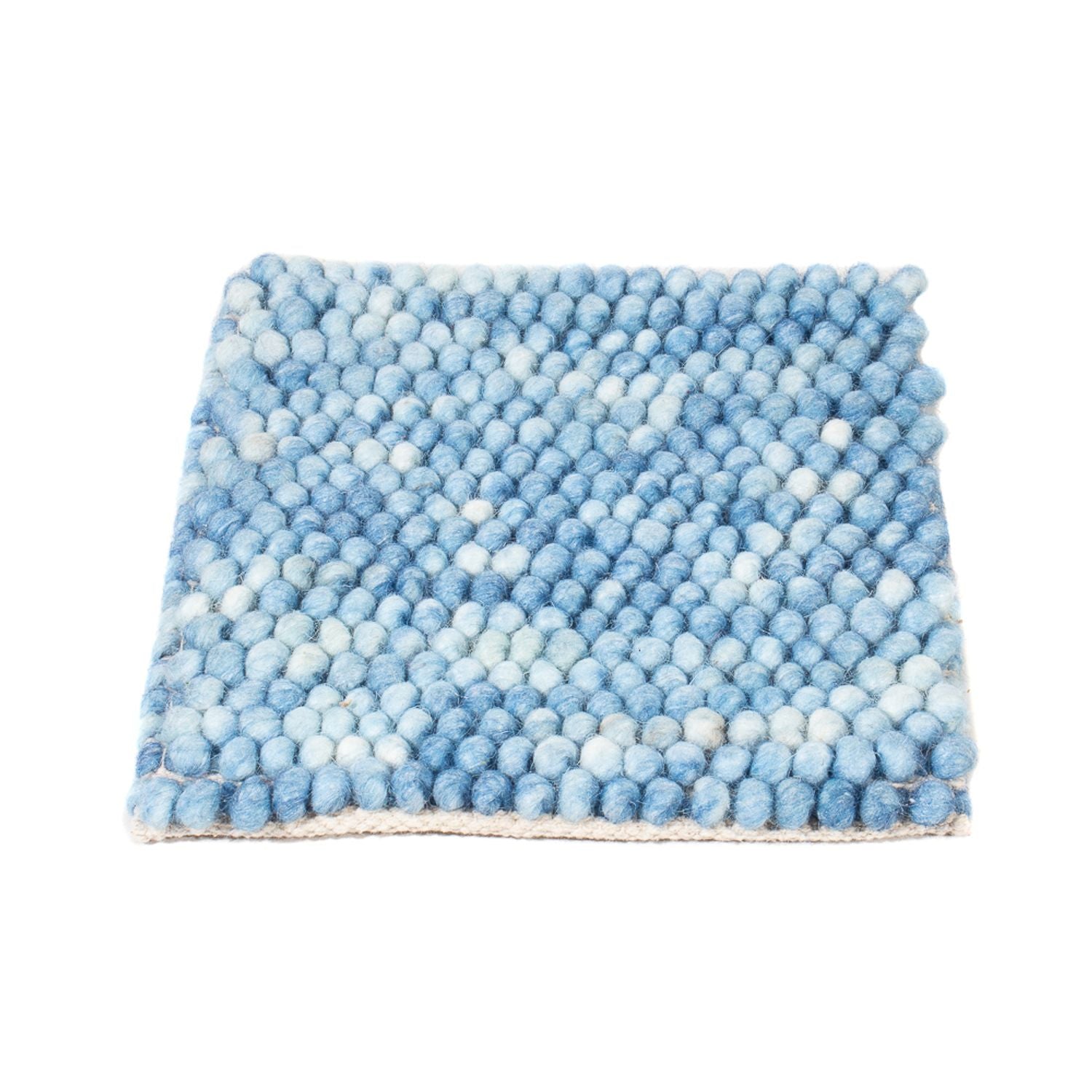 Alfombra de lana cuadrado  - 25 x 25 cm - azul claro