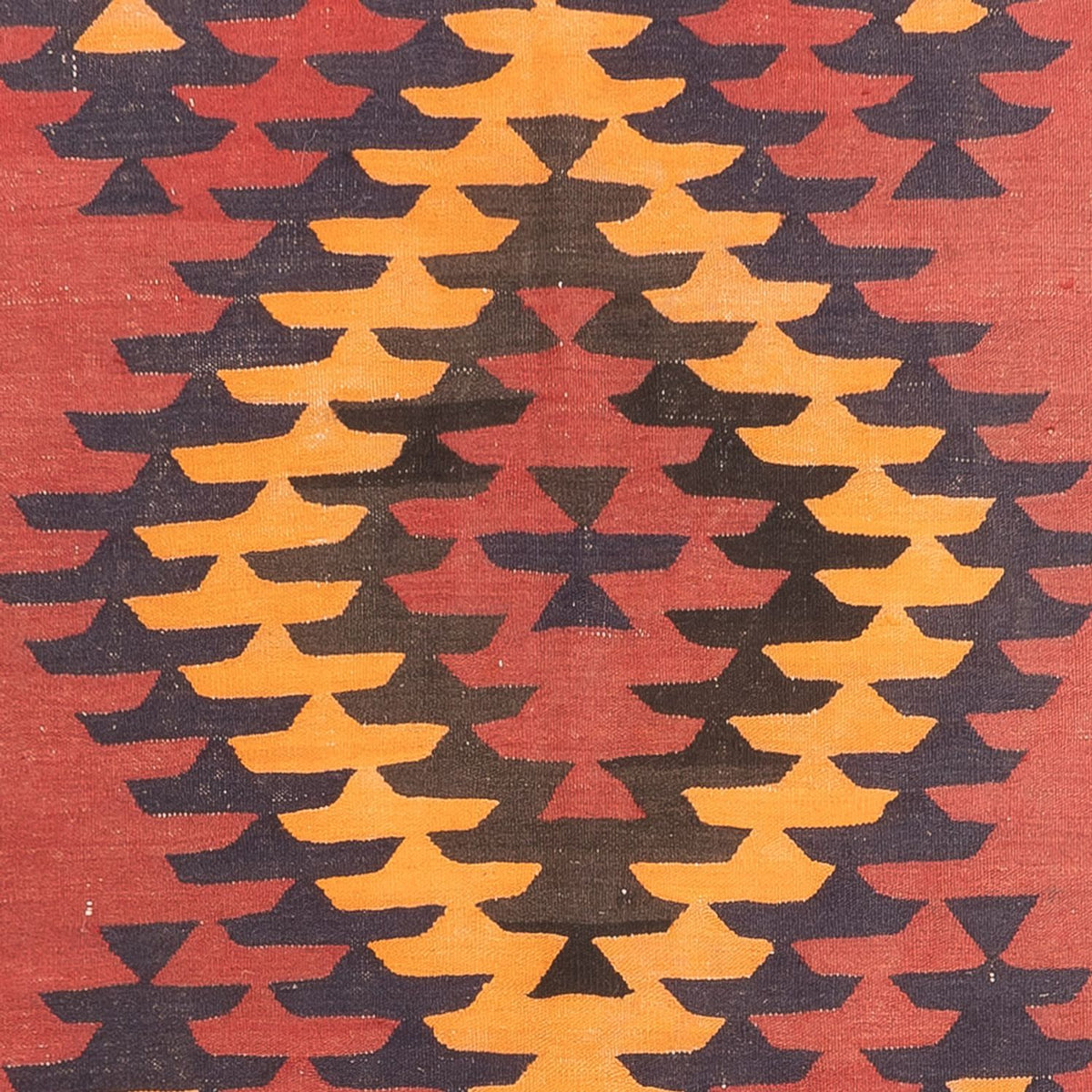 Alfombra de pasillo Alfombra Kelim - Antigua - 423 x 140 cm - rojo oscuro