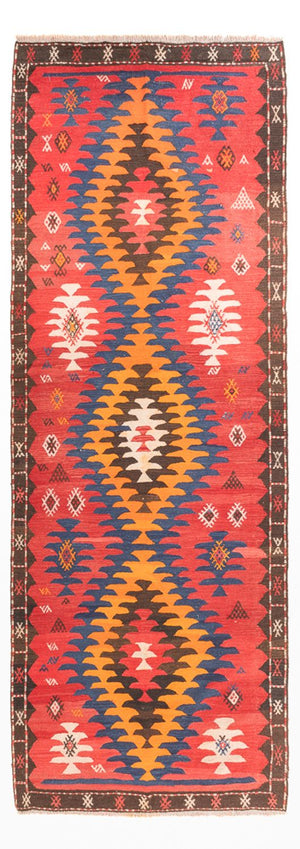 Alfombra de pasillo Alfombra Kelim - Antigua - 430 x 155 cm - rojo