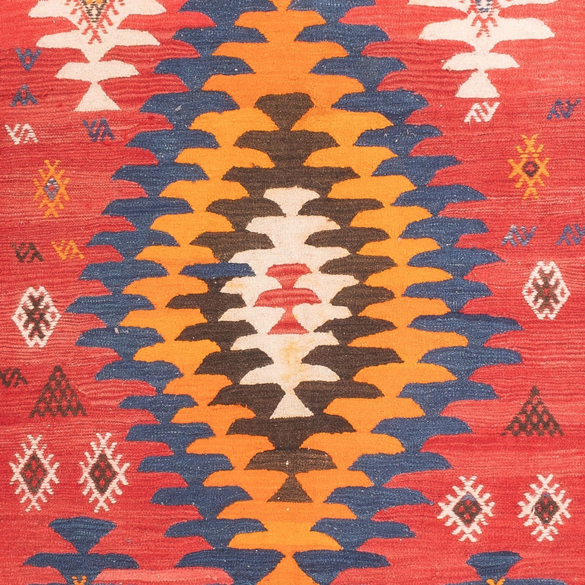 Alfombra de pasillo Alfombra Kelim - Antigua - 430 x 155 cm - rojo