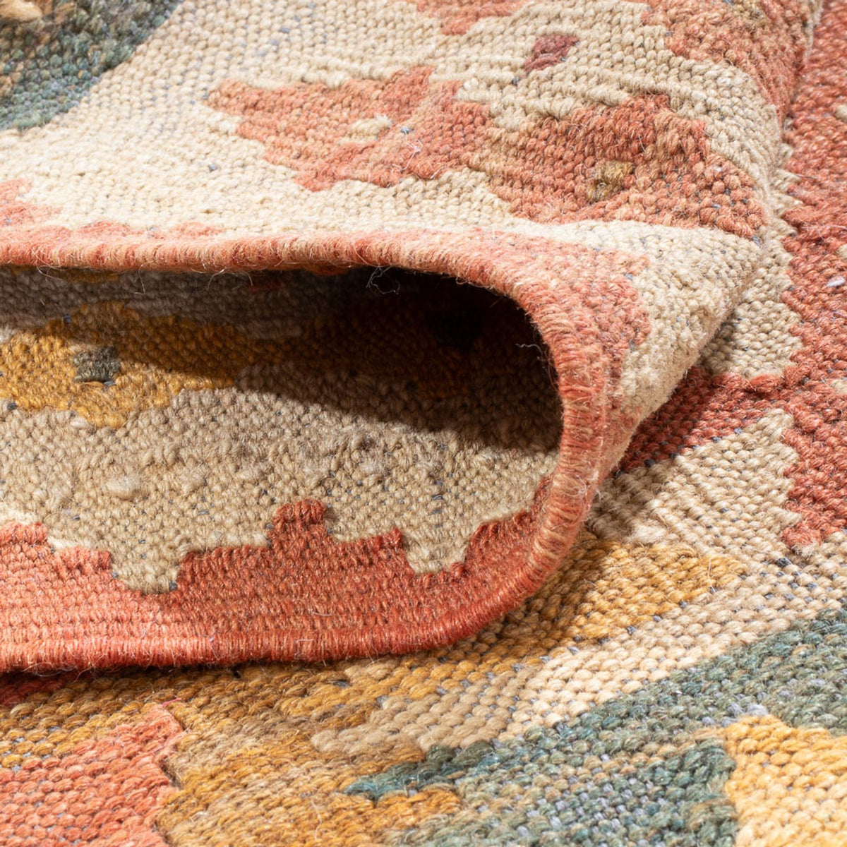 Alfombra de pasillo Alfombra Kelim - Splash - 315 x 95 cm - beige claro