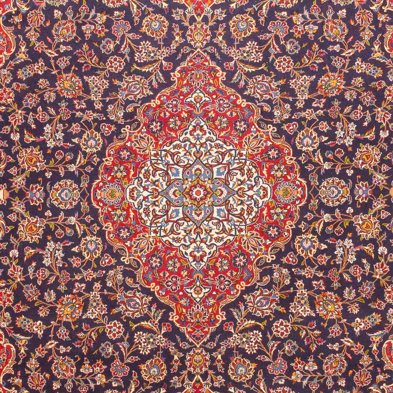 Alfombra persa - Keshan - 380 x 295 cm - azul oscuro