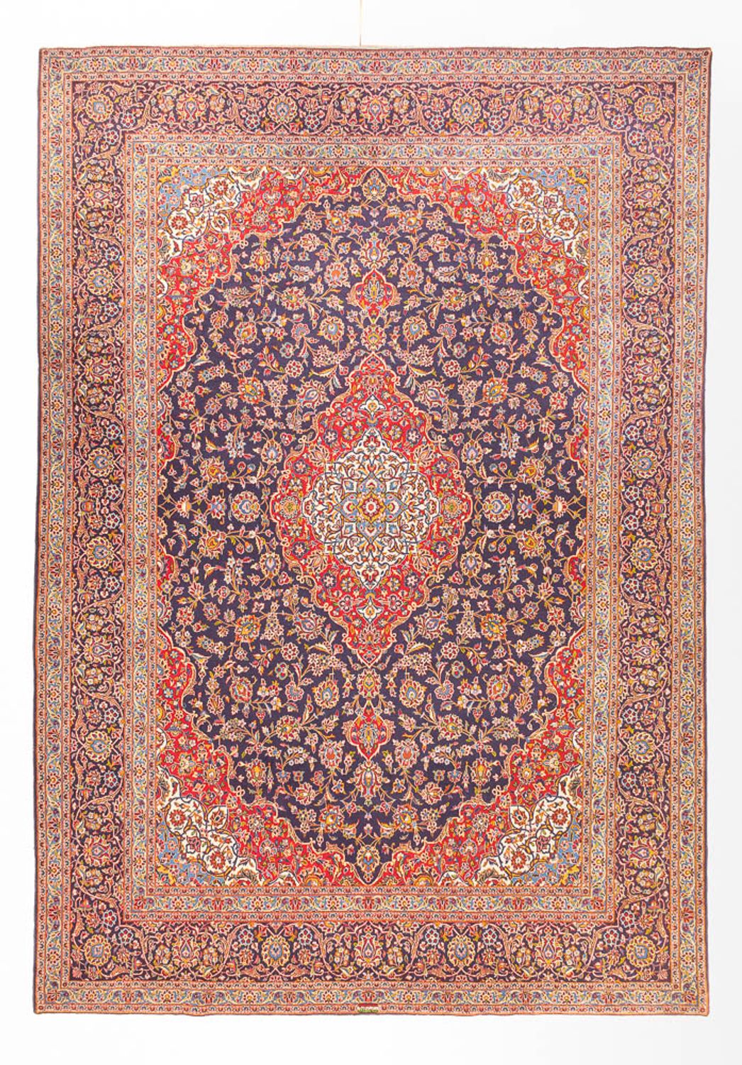 Alfombra persa - Keshan - 395 x 300 cm - azul oscuro