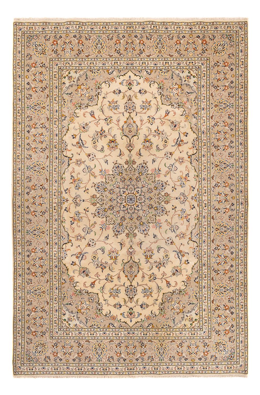 Alfombra persa - Keshan - 295 x 194 cm - beige claro