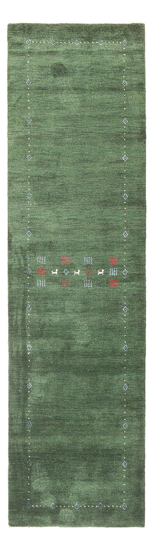 Alfombra de pasillo Alfombra Gabbeh - Indus - 300 x 80 cm - verde