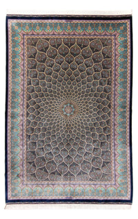 Alfombra persa - Ghom - 300 x 200 cm - azul oscuro