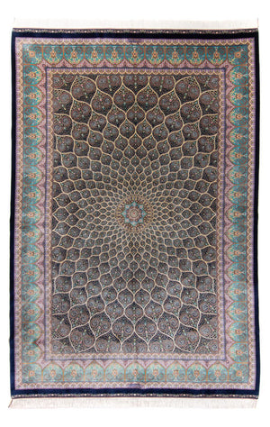 Alfombra persa - Ghom - 300 x 200 cm - azul oscuro