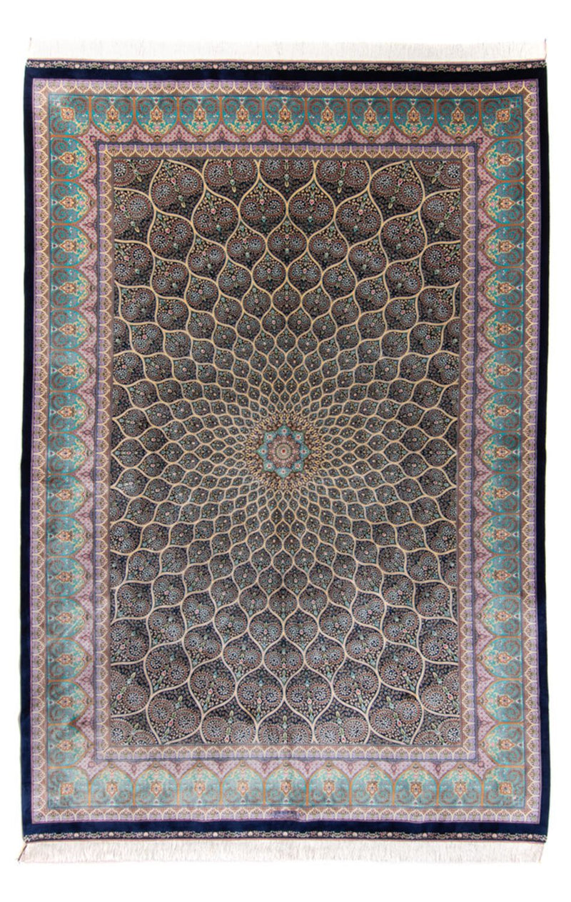 Alfombra persa - Ghom - 300 x 200 cm - azul oscuro