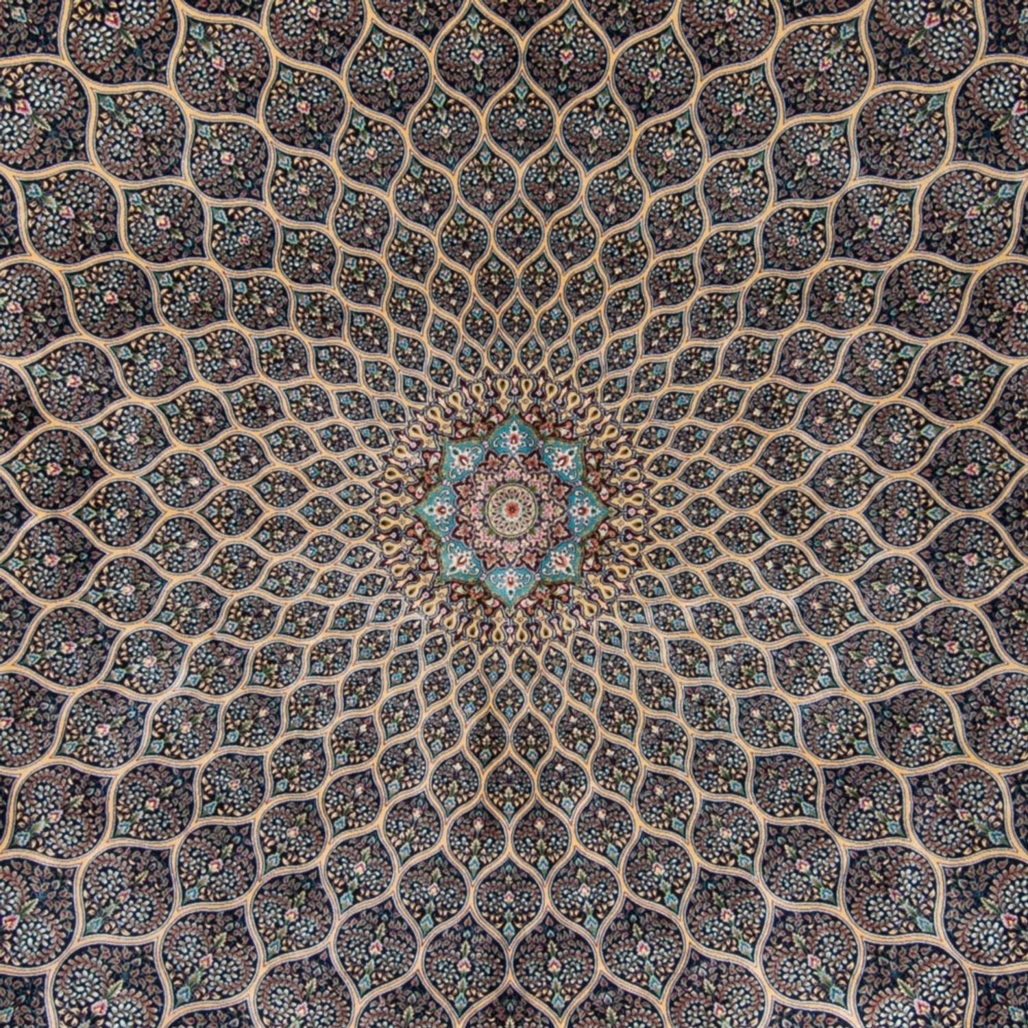 Alfombra persa - Ghom - 300 x 200 cm - azul oscuro