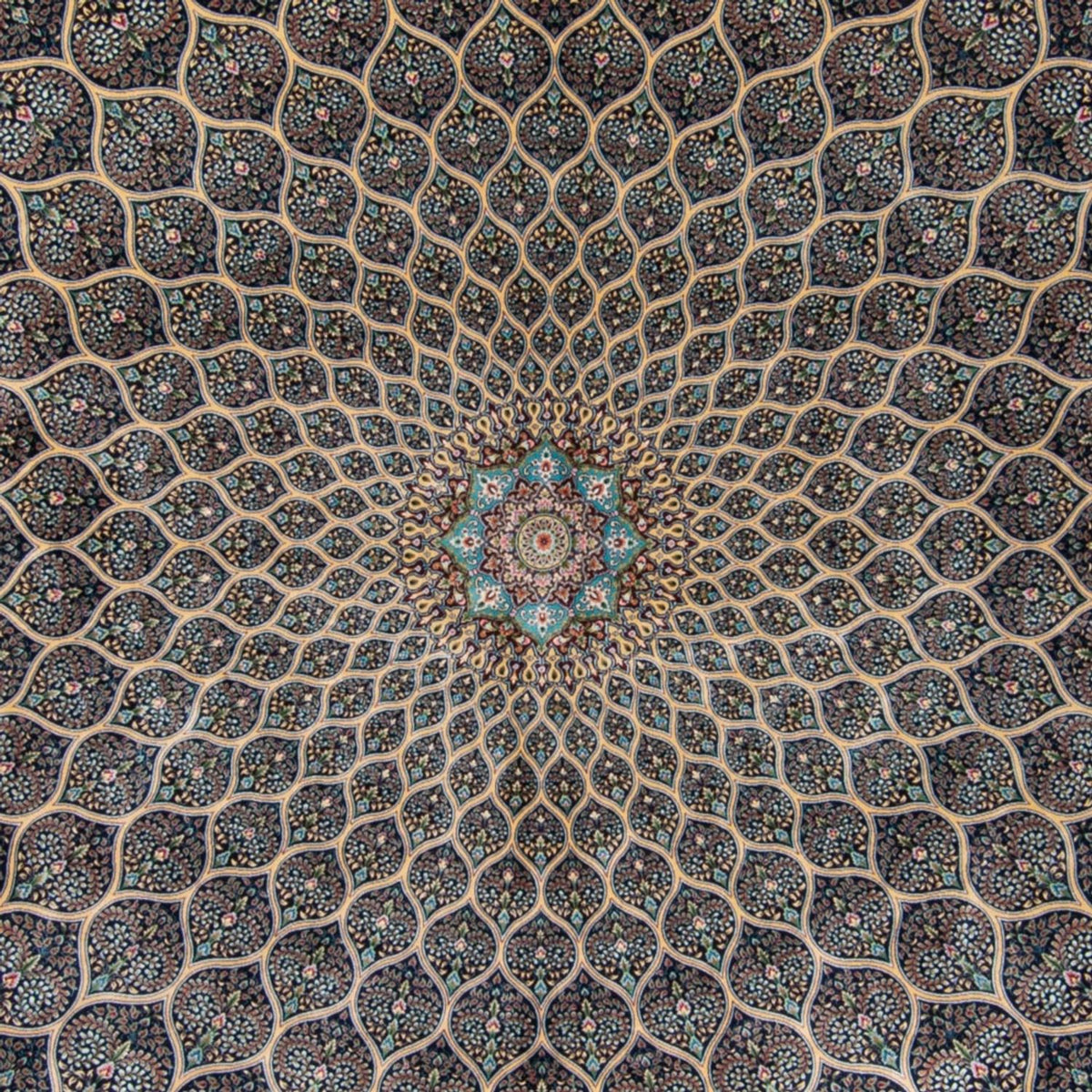 Alfombra persa - Ghom - 300 x 200 cm - azul oscuro
