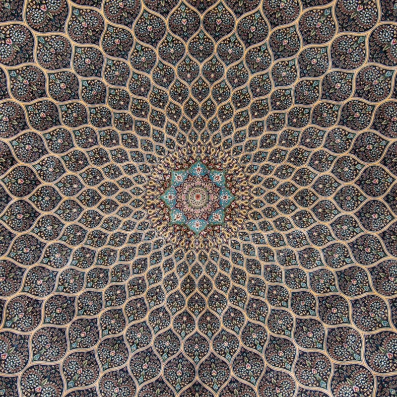 Alfombra persa - Ghom - 300 x 200 cm - azul oscuro