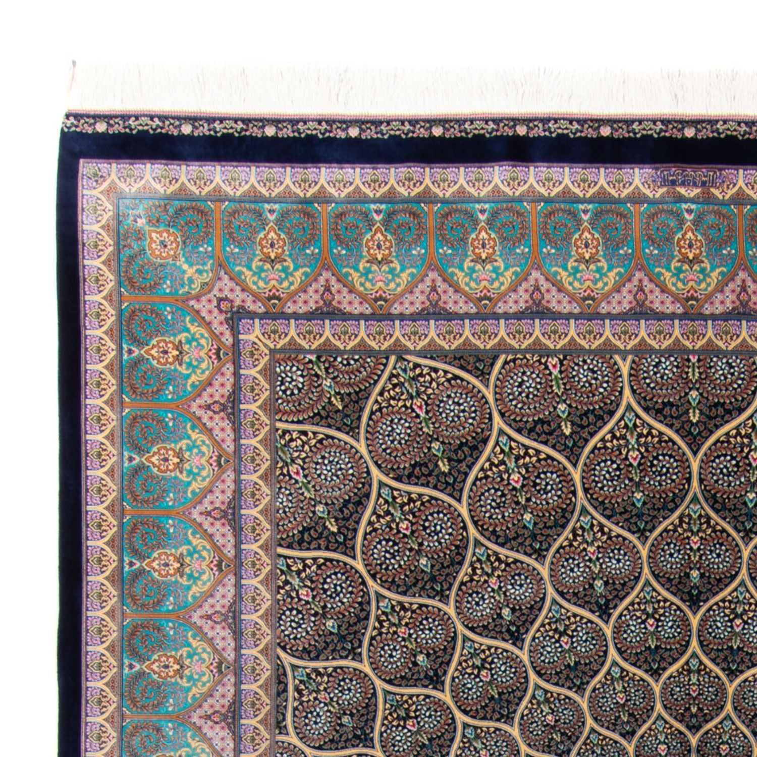 Alfombra persa - Ghom - 300 x 200 cm - azul oscuro