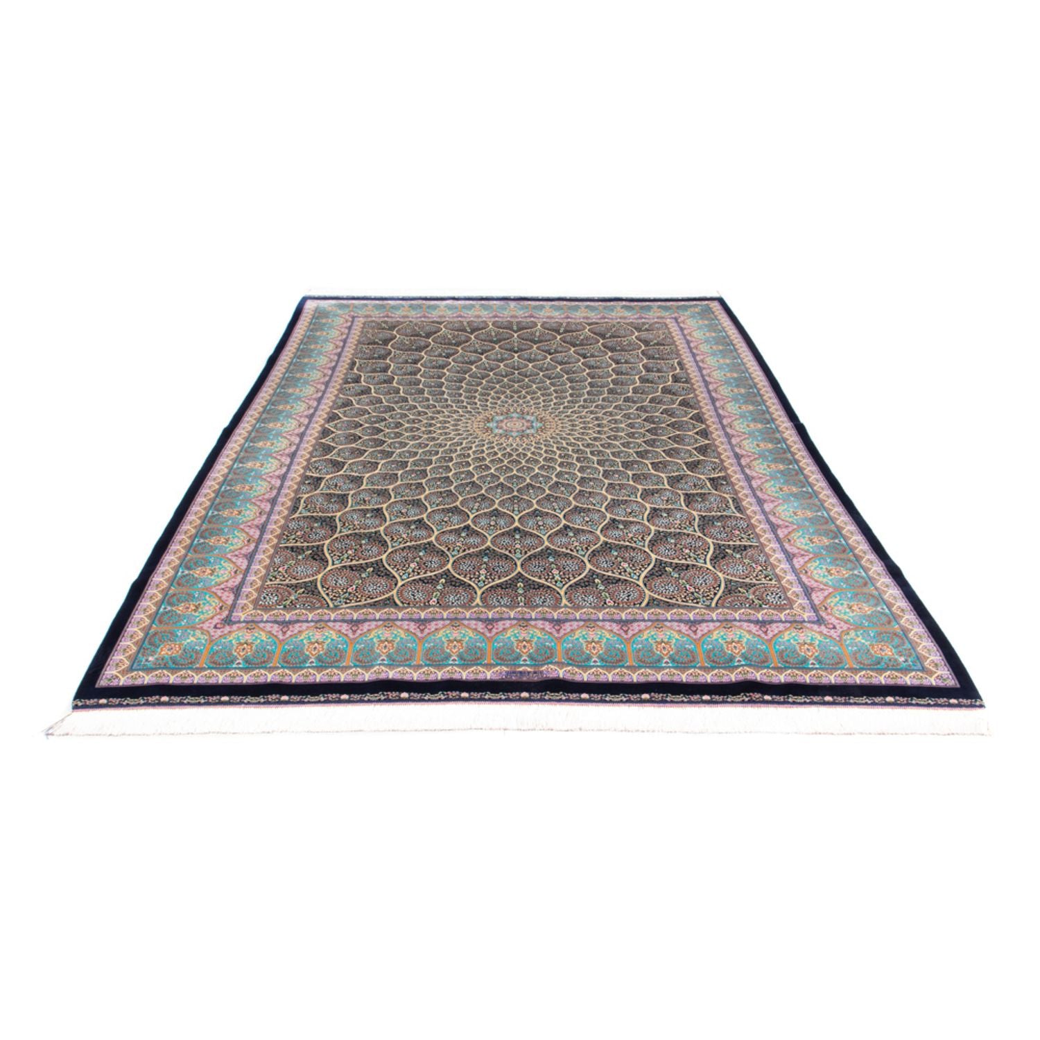 Alfombra persa - Ghom - 300 x 200 cm - azul oscuro