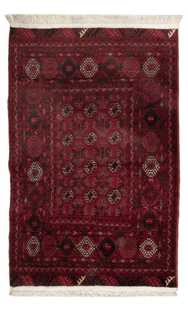 Alfombra afgana - 119 x 77 cm - rojo oscuro