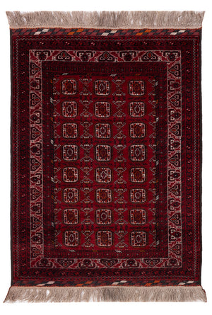 Alfombra afgana - Bukhara - 140 x 102 cm - rojo oscuro