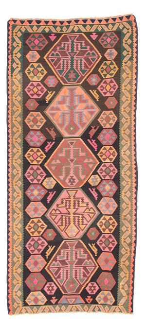 Alfombra de pasillo Alfombra Kelim - Antigua - 340 x 150 cm - multicolor