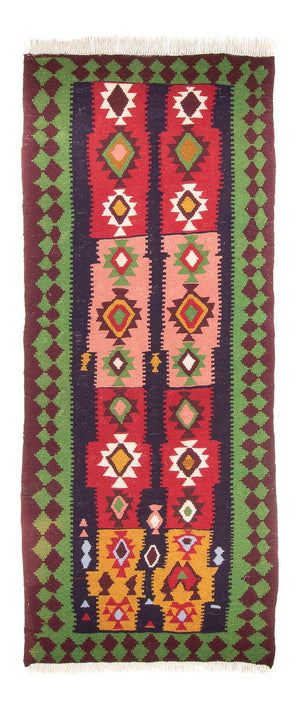 Alfombra de pasillo Alfombra Kelim - Antigua - 275 x 110 cm - multicolor