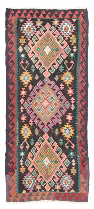 Alfombra de pasillo Alfombra Kelim - Antigua - 347 x 150 cm - multicolor