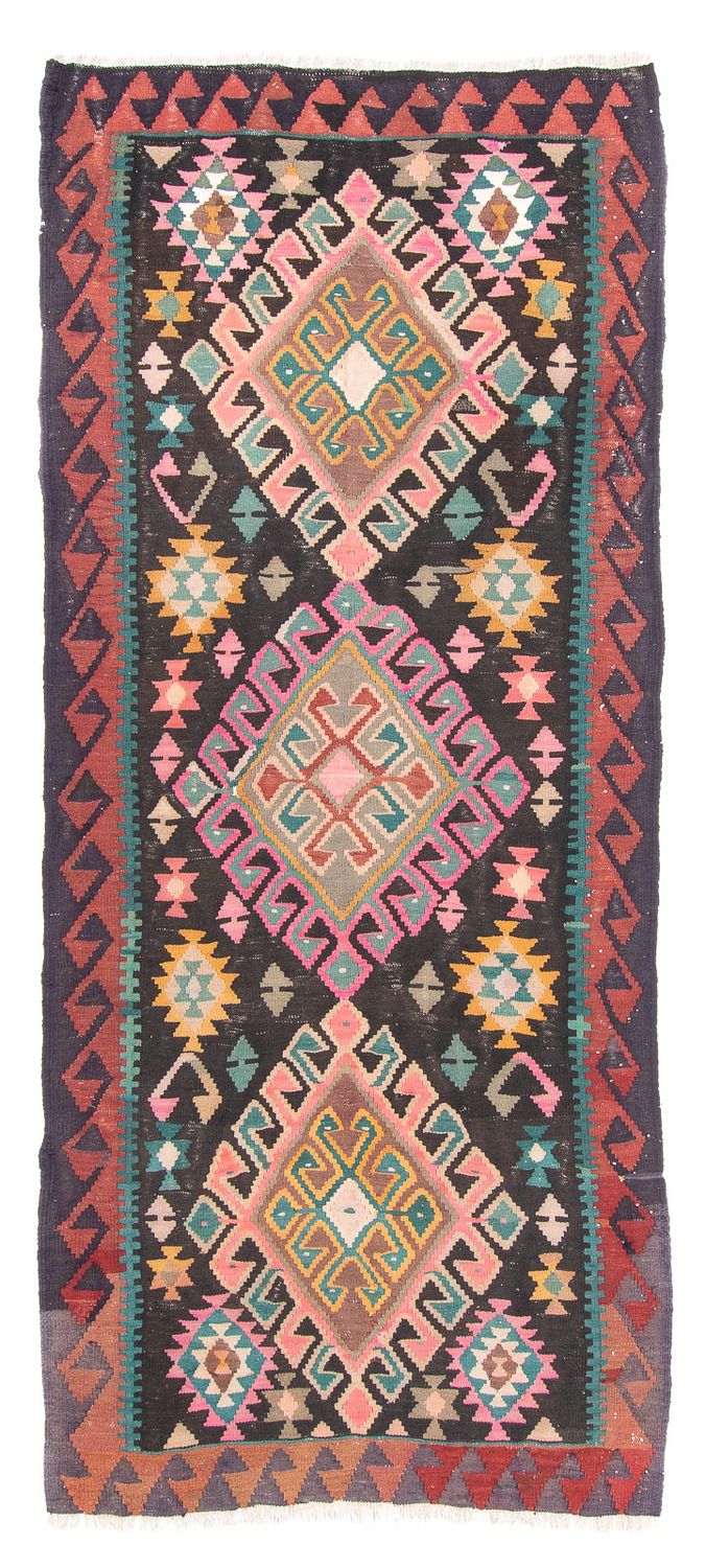 Alfombra de pasillo Alfombra Kelim - Antigua - 347 x 150 cm - multicolor