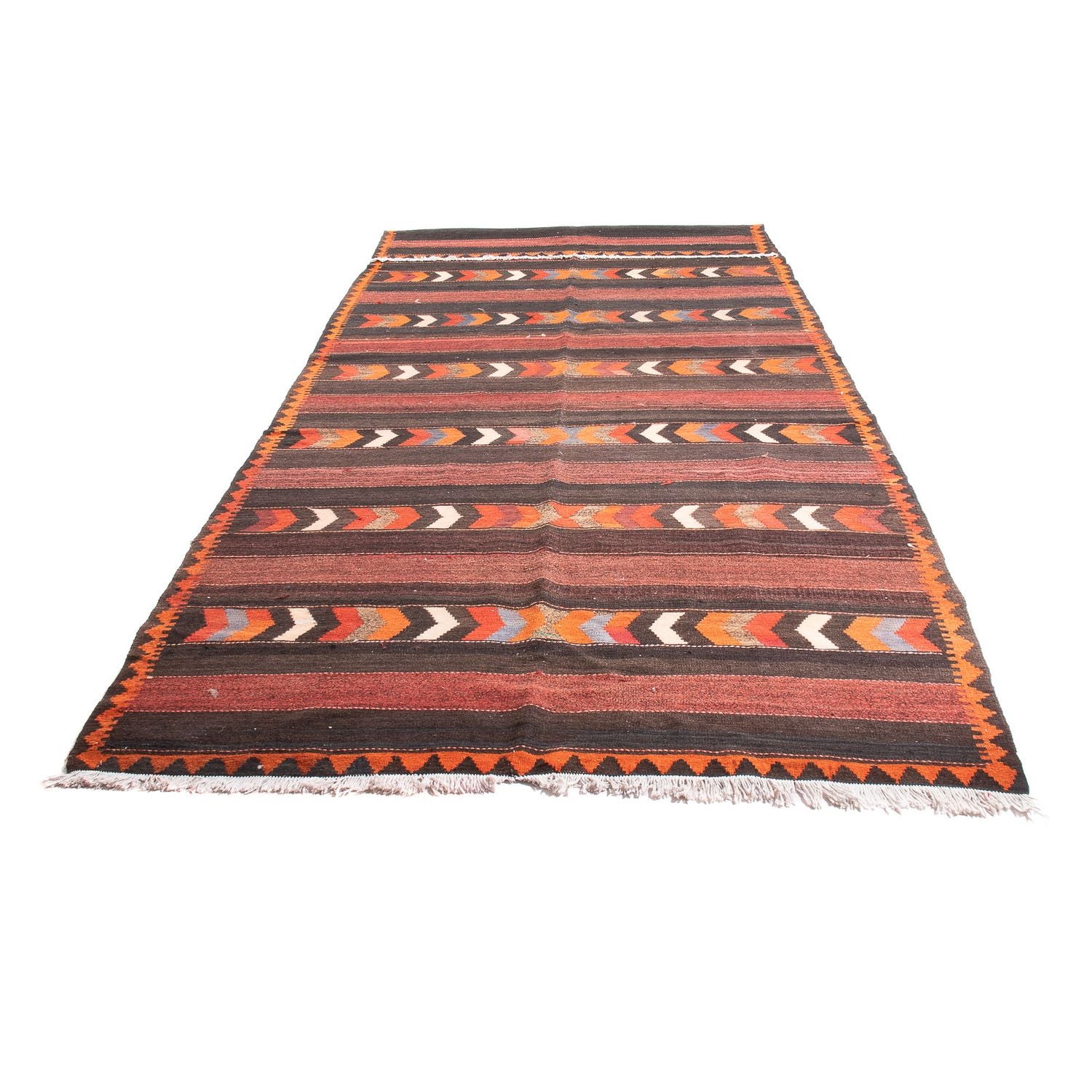 Alfombra de pasillo Alfombra Kelim - Antigua - 433 x 160 cm - multicolor
