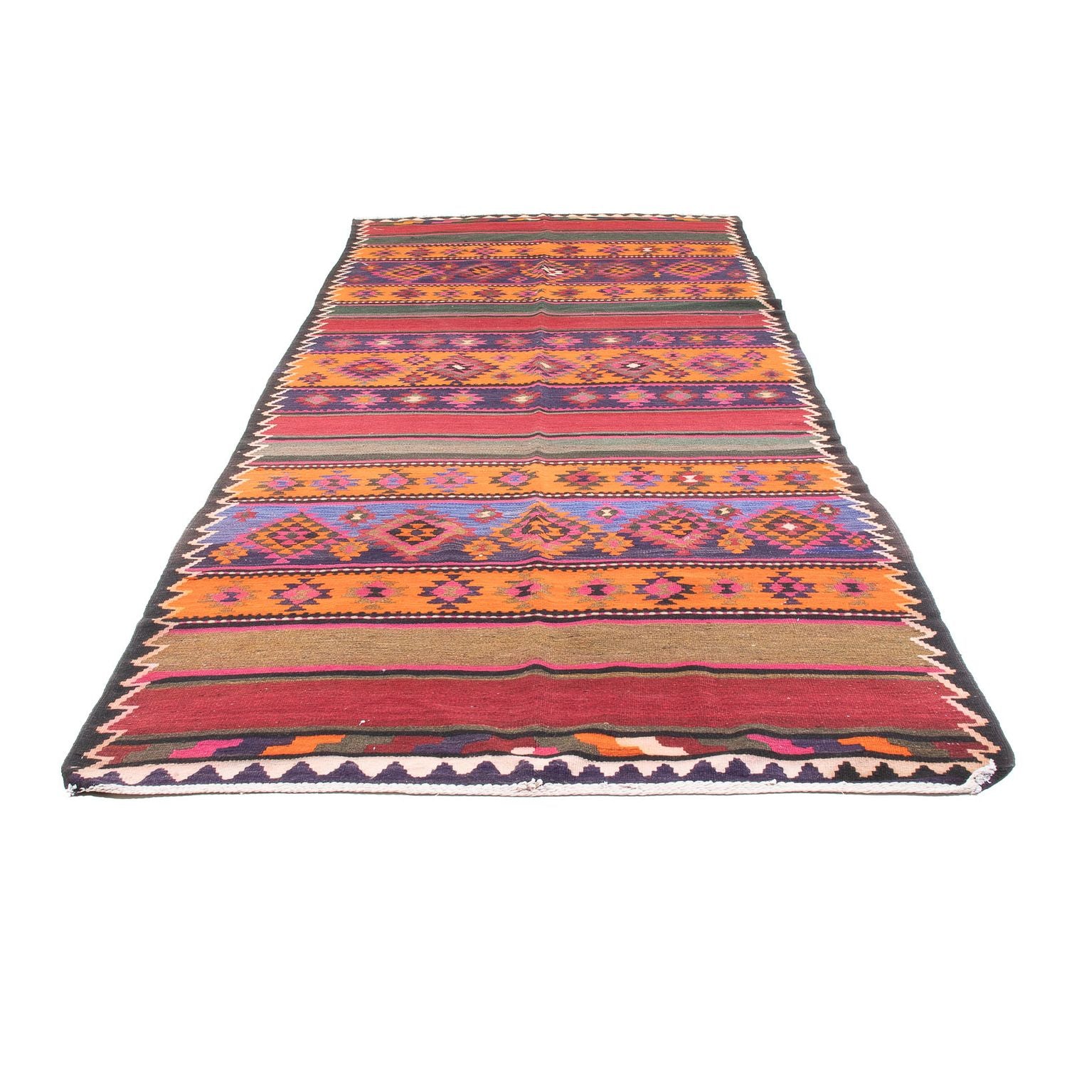 Alfombra de pasillo Alfombra Kelim - Antigua - 395 x 160 cm - multicolor