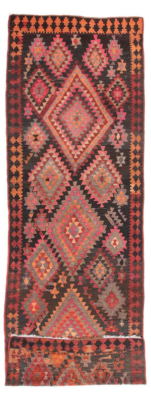 Alfombra de pasillo Alfombra Kelim - Antigua - 460 x 143 cm - multicolor