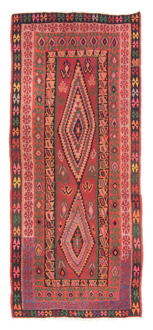 Alfombra de pasillo Alfombra Kelim - Antigua - 355 x 150 cm - multicolor