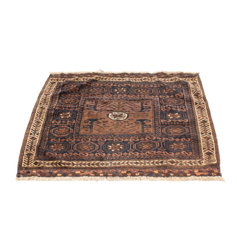 Alfombra afgana cuadrado  - 80 x 80 cm - marrón