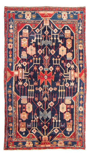 Alfombra persa - Nómada - 274 x 150 cm - azul oscuro