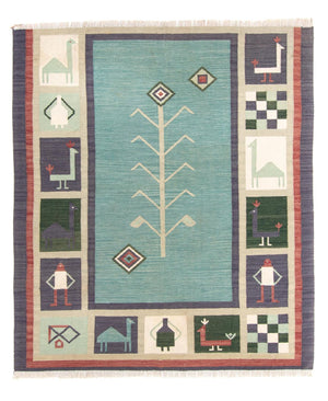 Alfombra Kelim - Tendencia - 240 x 200 cm - azul claro
