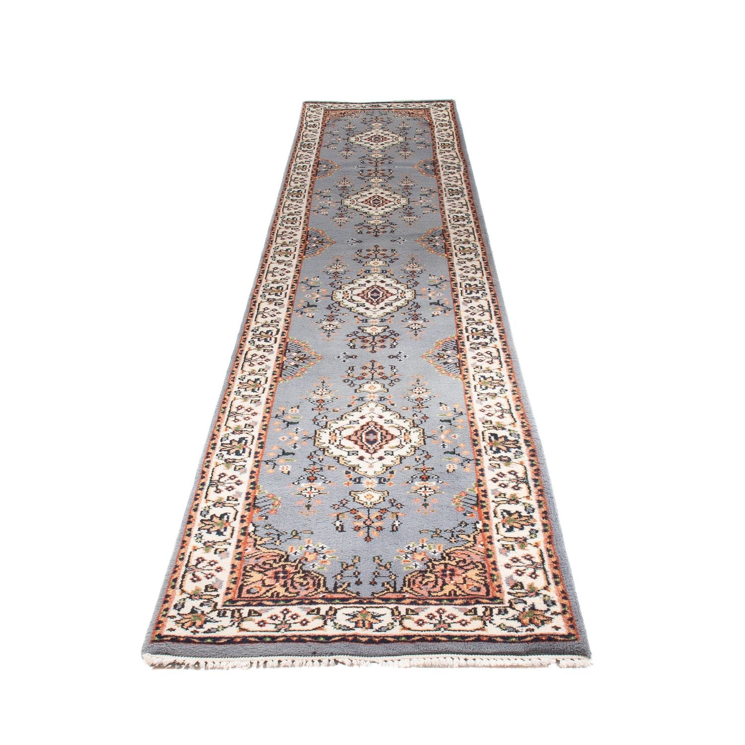 Alfombra de pasillo Alfombra oriental - Indus - 400 x 80 cm - azul claro