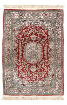 Alfombra de seda - Seda china - 93 x 62 cm - rojo
