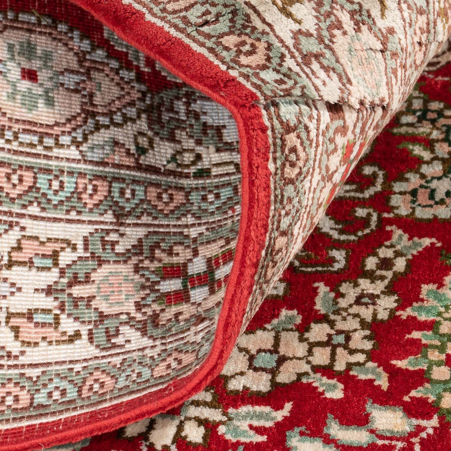 Alfombra de seda - Seda china - 93 x 62 cm - rojo