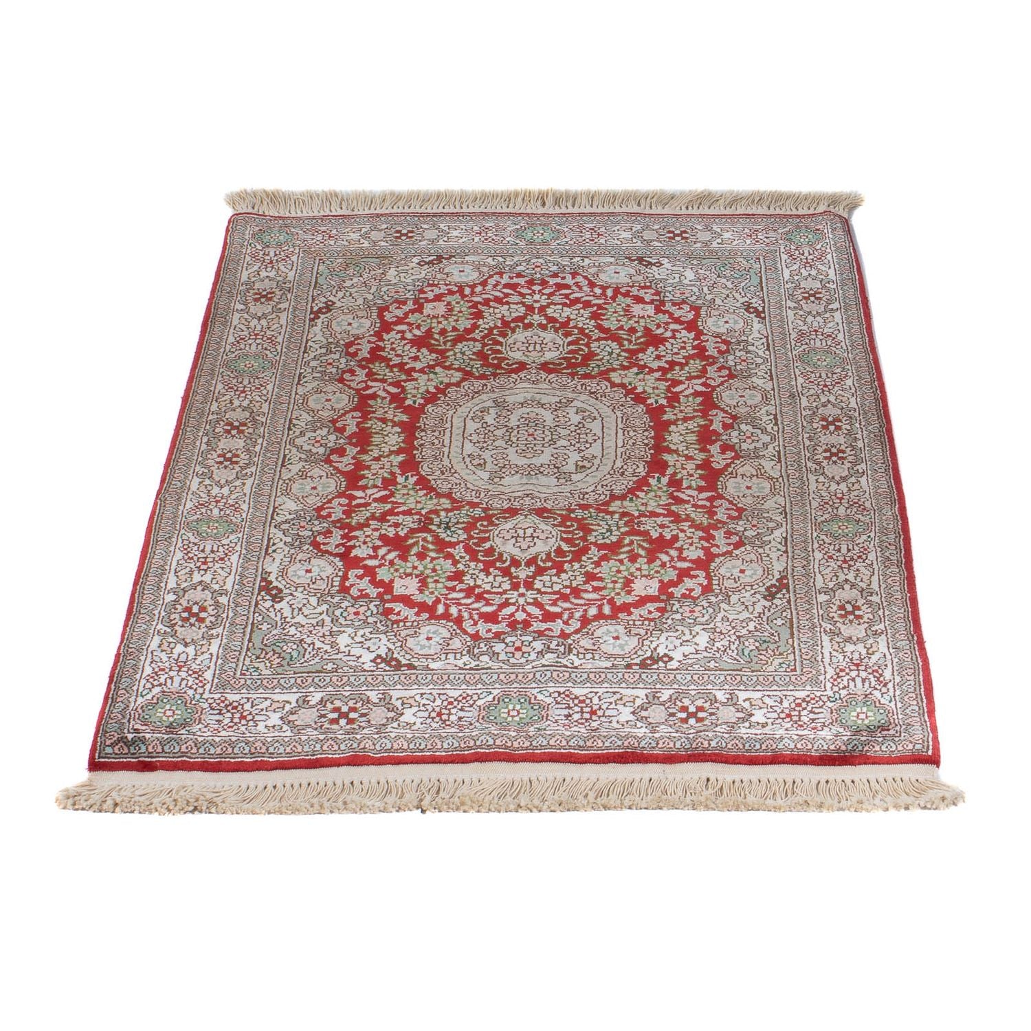 Alfombra de seda - Seda china - 93 x 62 cm - rojo