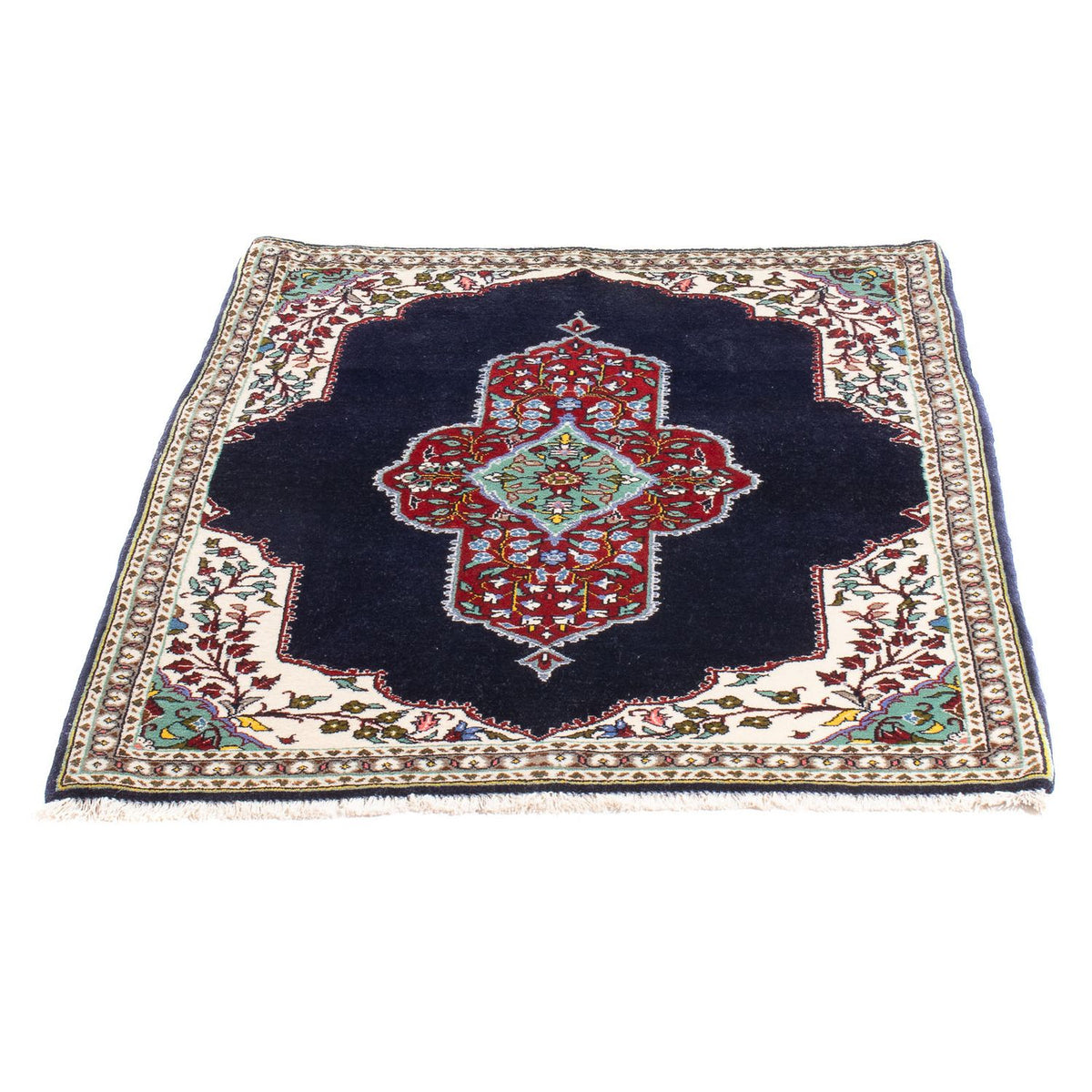 Alfombra Persa - Tabriz - Real - 96 x 76 cm - azul oscuro