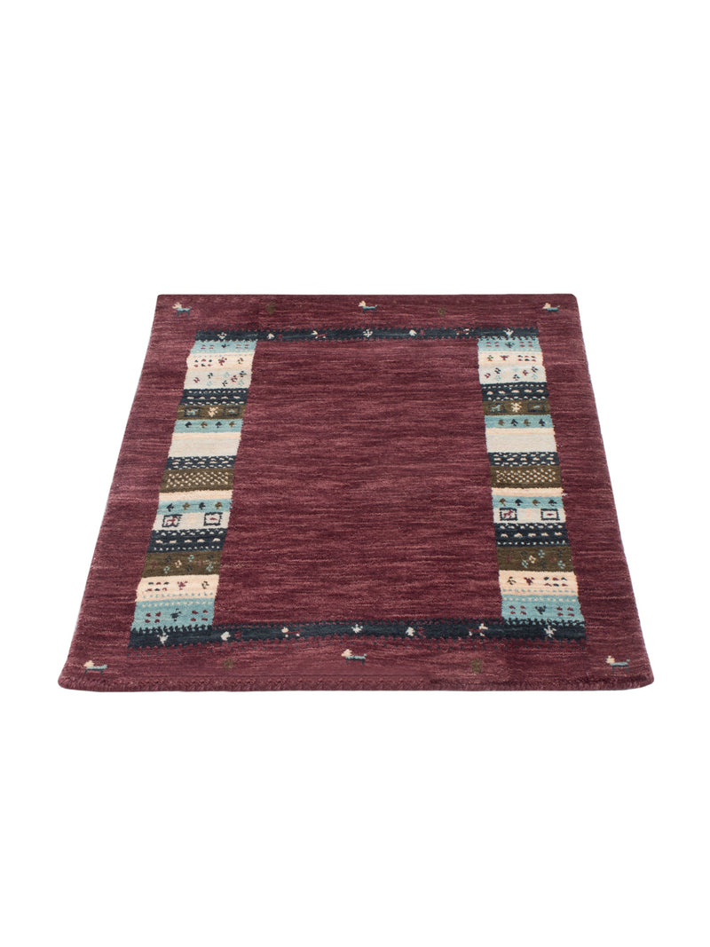 Gabbeh Teppich - Loribaft Softy - 90 x 60 cm - dunkelrot