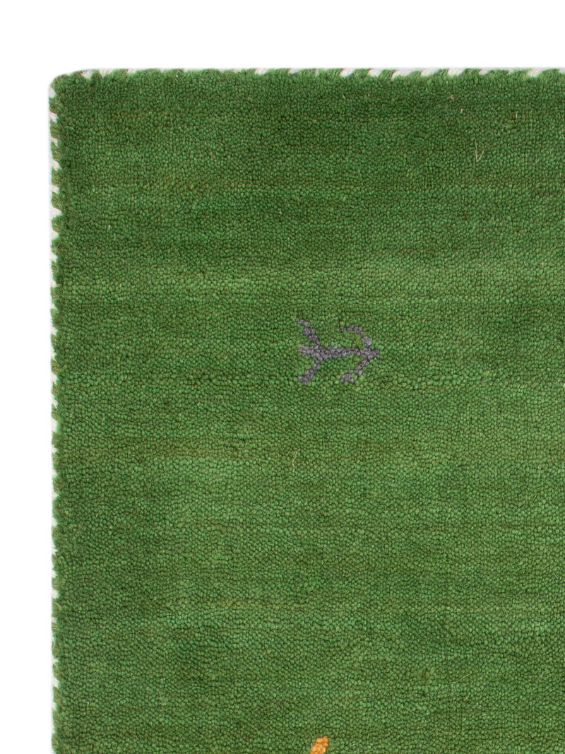 Gabbeh Teppich - Loribaft Softy - 90 x 60 cm - grün