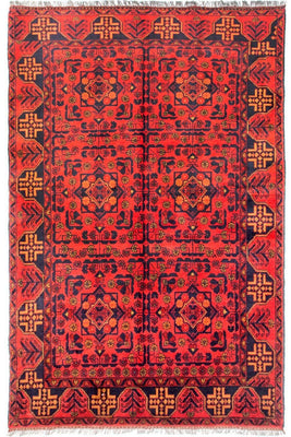 Alfombra afgana - Kunduz - 190 x 128 cm - rojo claro