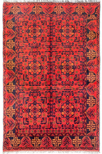 Alfombra afgana - Kunduz - 190 x 128 cm - rojo claro